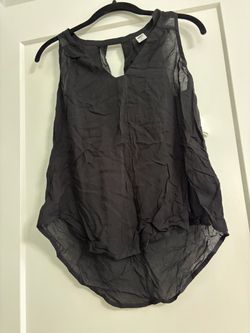 Sleeveless Black Chiffon High-Low Tank Top
