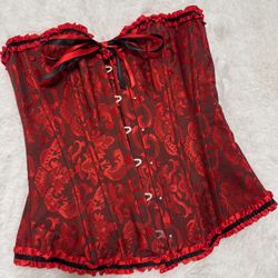 New small red corset renaissance goth Victorian costume gothic Bridgerton top
