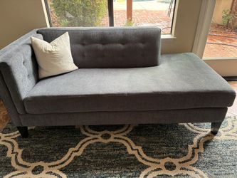 Grey Smokey BlueChaise Lounge With Designer Pillow & RECEIVE DISCOUNT THIS WEEKEND