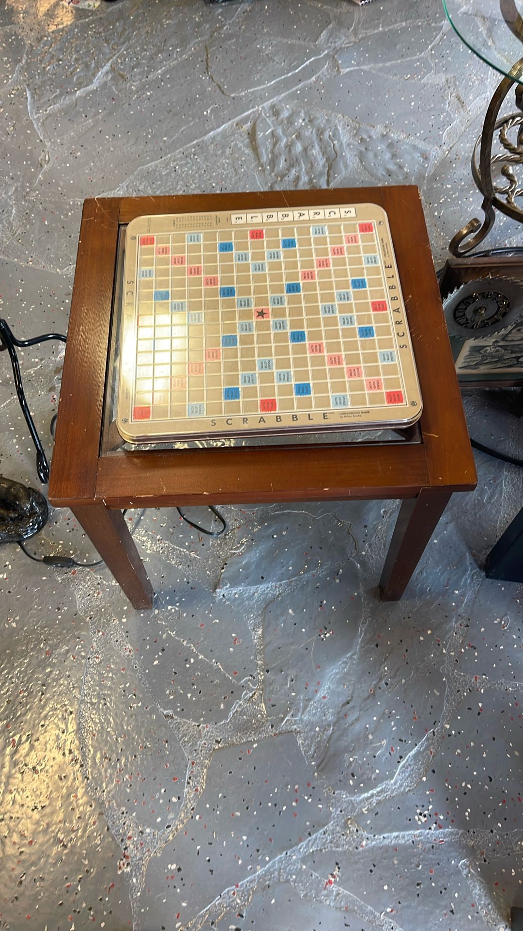 Wood Glass Scrabble Table