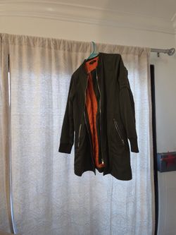 Army Green Medium Long Puffer Jacket