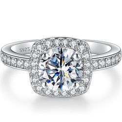 Moissanite Square Halo Ring