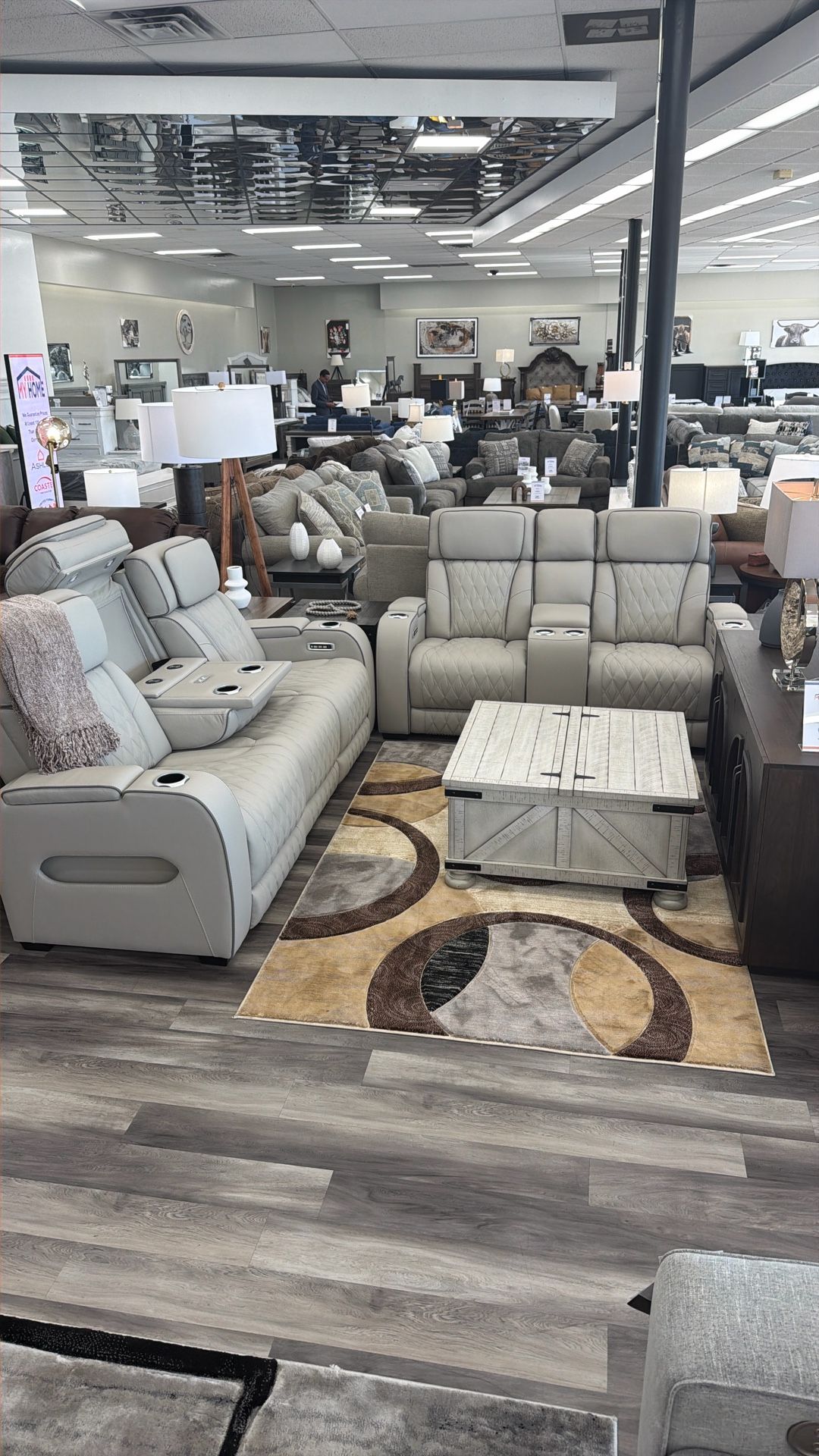 Power Leather Reclining Sofa Loveseat