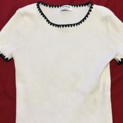 white and black shirt