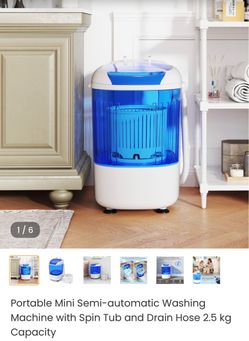 Portable Mini Semi-automatic Washing Machine with Spin Tub and Drain Hose 2.5 kg Capacity