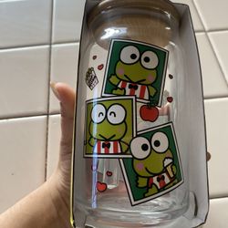 Keroppi Glass Cup With Straw