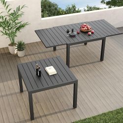 NEW Expandable Patio Dining Table for 4-6 Person, 39.5-79" Aluminum Metal