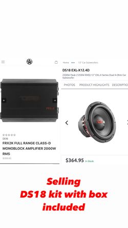 DS18 Subwoofer Kit With Box Included