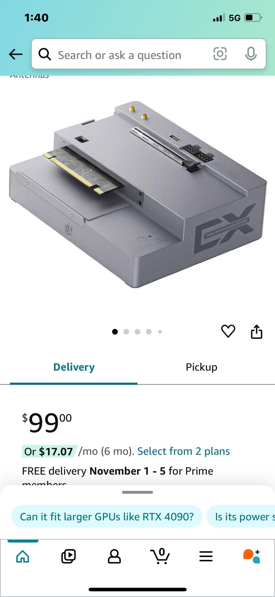 Beelink EX Docking Station, GPU Dock External Graphics Card with PCIe x 16 Slot, Compatible GTi12/14 185H, Support Desktop Discrete Graphics Card/SSD/