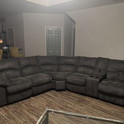 Gray Sectional W/Non powered Recliners