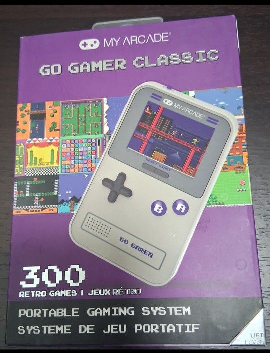 My Arcade DGUN-3910 Go Gamer Classic 300-in-1 Handheld Video Game System (Gray and Purple)