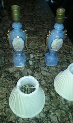 Antique Gold trim Lamps 12” tall