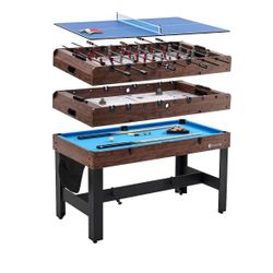 MD Sports 54" 4-in-1 Combo Game Table, Foosball, Air Powered Hockey, Table Tennis, Billiards