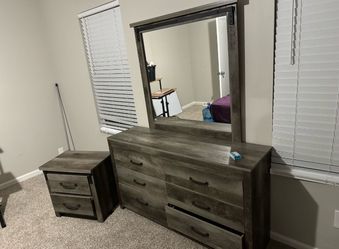 Dresser, Bedstand and mirror $200