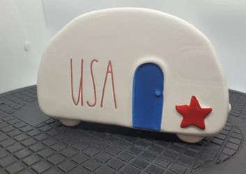 Rae Dunn 4th Of July Decor Ceramic Vintage Camper Tabletop Decoration 