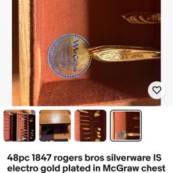 48pc Gold Plated Silverware Set In McGraw Chest