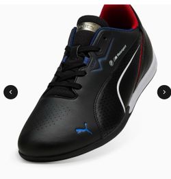 Puma Men's Black Racing Sneaker with Blue and Red Accents