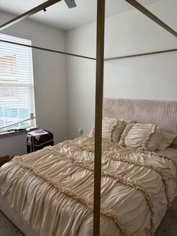 Queen size canopy bed and mattress
