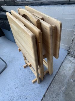 Solid Wood TV Trays Foldable With Carry Stand. + (1) Extra . All One Price “” REDUCED FROM $80 “”