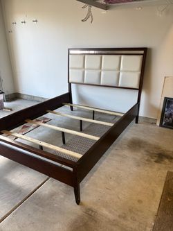 Queen Bed Frame with Upholstered Headboard