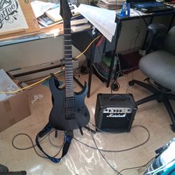 Ibenez Guitar With Marshal MG10 Amp