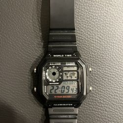CASIO Illuminator 3299 AE-1200 World Time 5 Alarms WR 100M