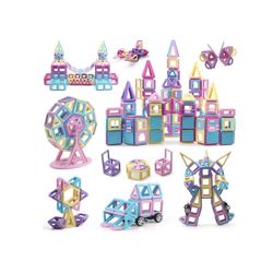 AOMIKS Magnetic Tiles 197PCS Mini Magnetic Building Blocks for Girls & Boys Birthday Gift 3D STEM Educational Learning Creativity Toys for Kids Ages 