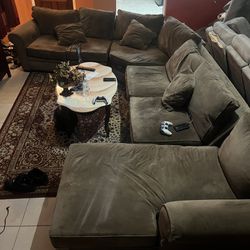 Brown Sofa Sectional with Chaise 