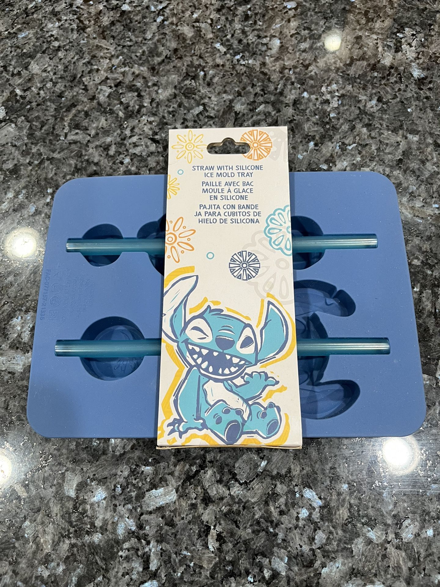 Disney Parks Stitch Straw With Silicone Ice Mold Tray Lilo & Stitch. Brand New In Original Packaging