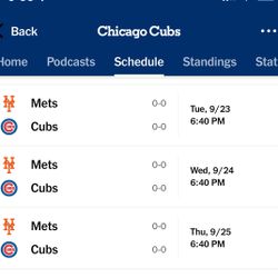  Cubs vs Mets September 23-25