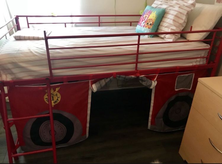 Twin Fire Truck Bunk Bed Loft tent
