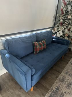 Velvet Space Blue Sofa and Loveseat for a small area