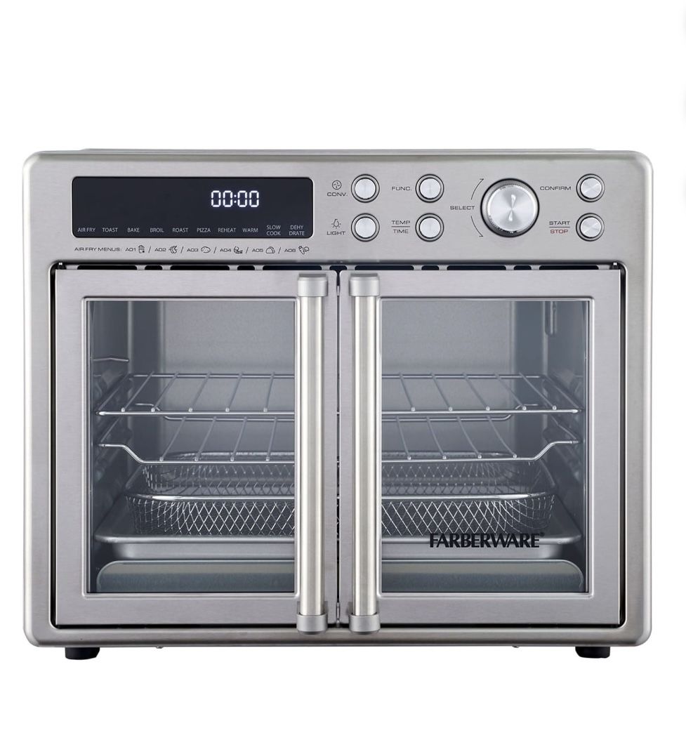 Farberware Brand 25L 6-Slice Toaster Oven with Air Fry, French Door