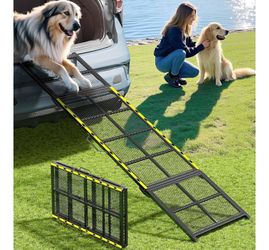 Dog Ramp for Car, 74x20 Inches Outdoor Portable Dog Ramps for Large Dogs with Reflective Strips, Non-Slip Surface Pet Ramp (Support Up to 150LBS) 