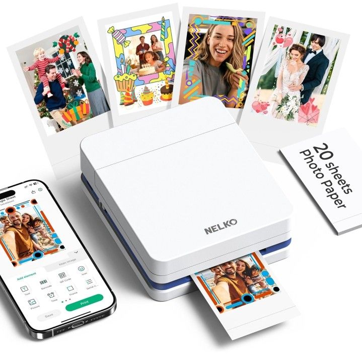 Nelko Photo Printer, PP01 Color Mini Portable Printer, Instant Smartphone Inkjet Printer