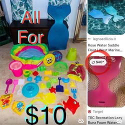 $10 Big Bundle of Beach Toys,Water Saddle Flooding 🧜‍♀️ Tail,baby Pool,buckets,arm floodings etc