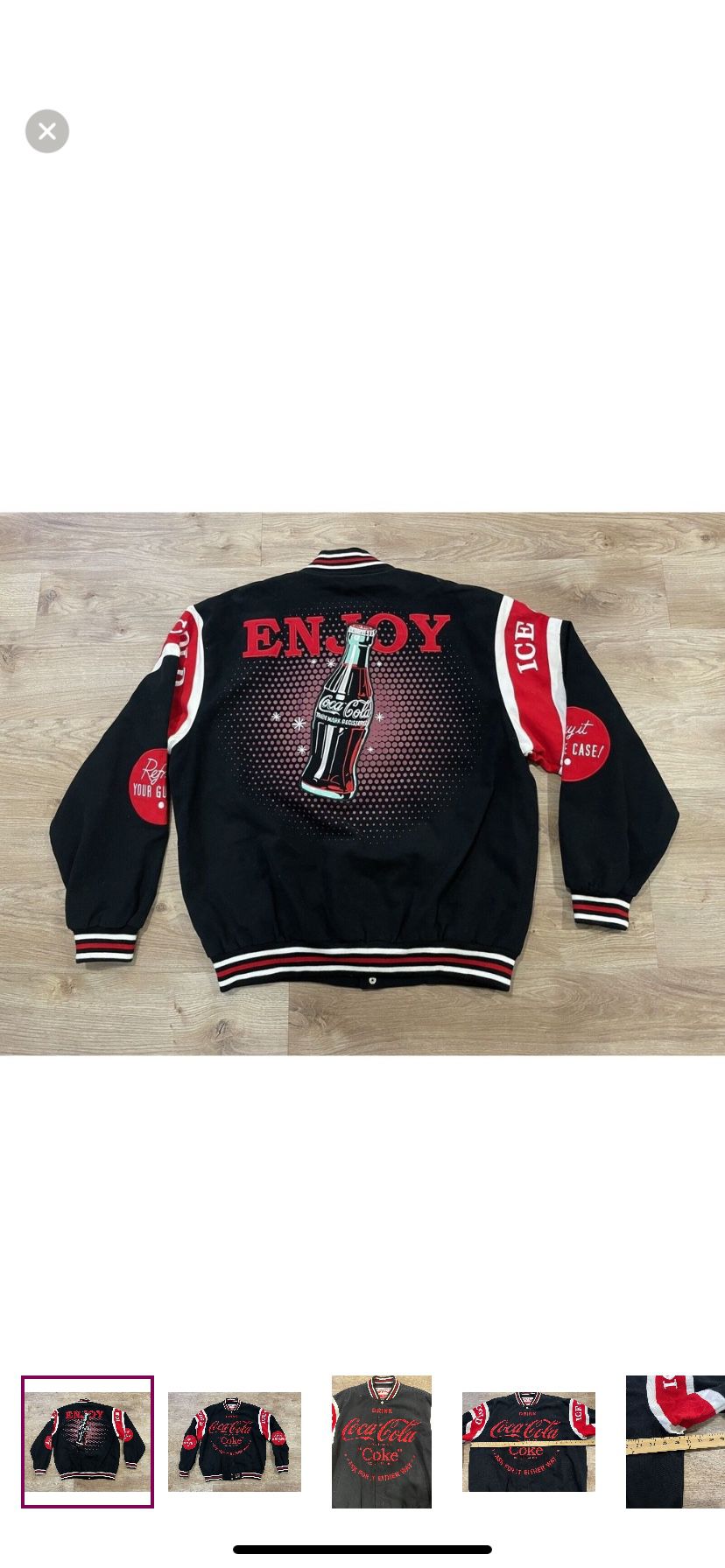 JH Design Coca Cola or Coke NASCAR inspired embroidered jacket men’s XL