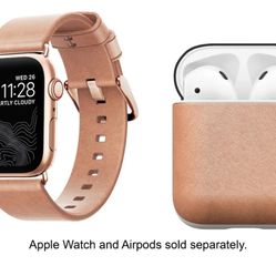 Nomad - Modern Leather iWatch Strap Apple Watch 38mm  40mm & AirPod Case NATURAL