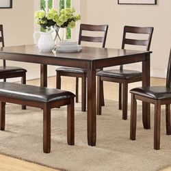 Dining Table + 4 Chairs & Bench (F2547)