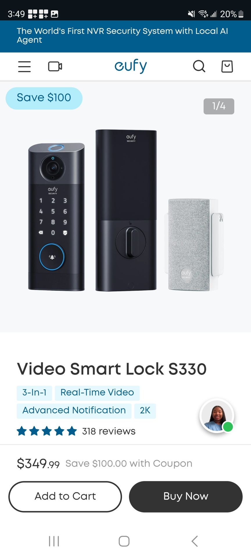 Eufy S330 Smart Lock/ Doorbell/ Camera