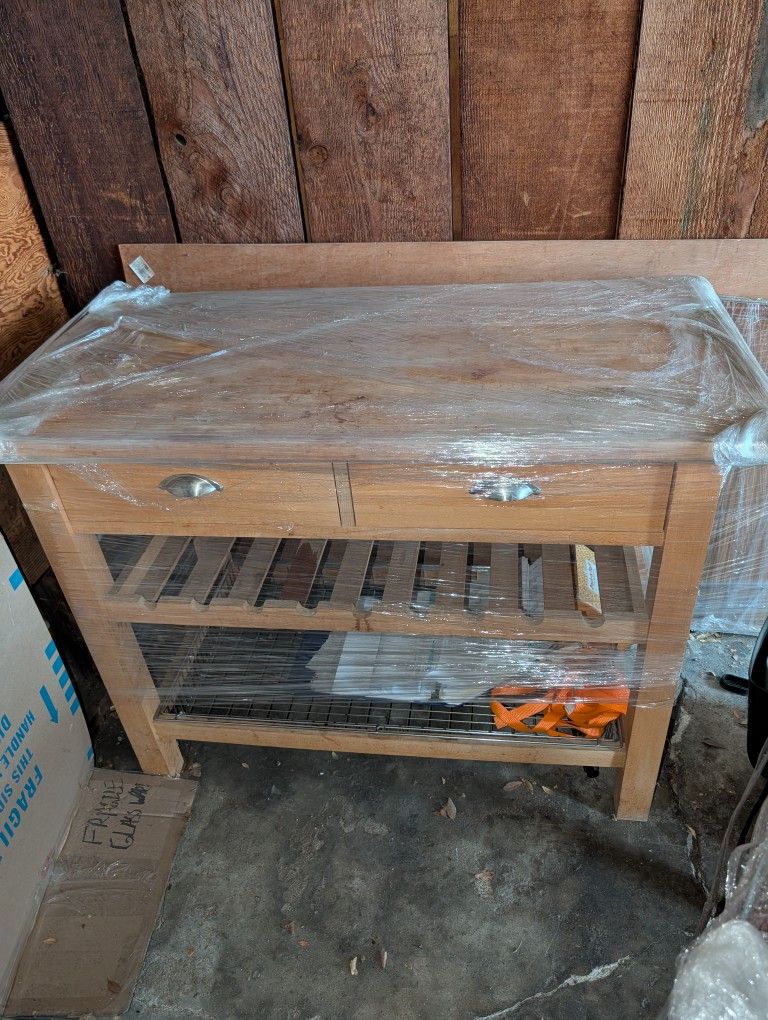 Kitchen Island With Storage And Wine Rack 