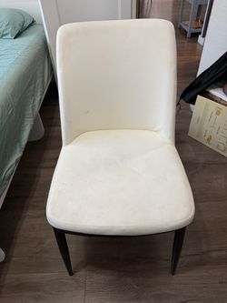 White Faux-Leather Dining Chairs – 2 Available – $15 Each