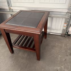 Wood/Leather Side Table
