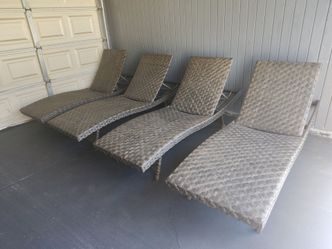 4 Outdoor patio chaise lounge chairs, pool furniture loungers adjustable