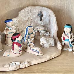 🚨Bargain: ✨Vintage 1980 Navajo Storyteller Christmas Nativity Set, Signed by Cleo Teissedre (brand New)