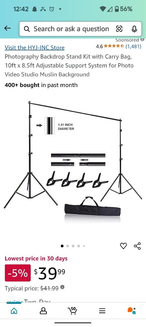 Photography Back Drop Stand Kit And Bag