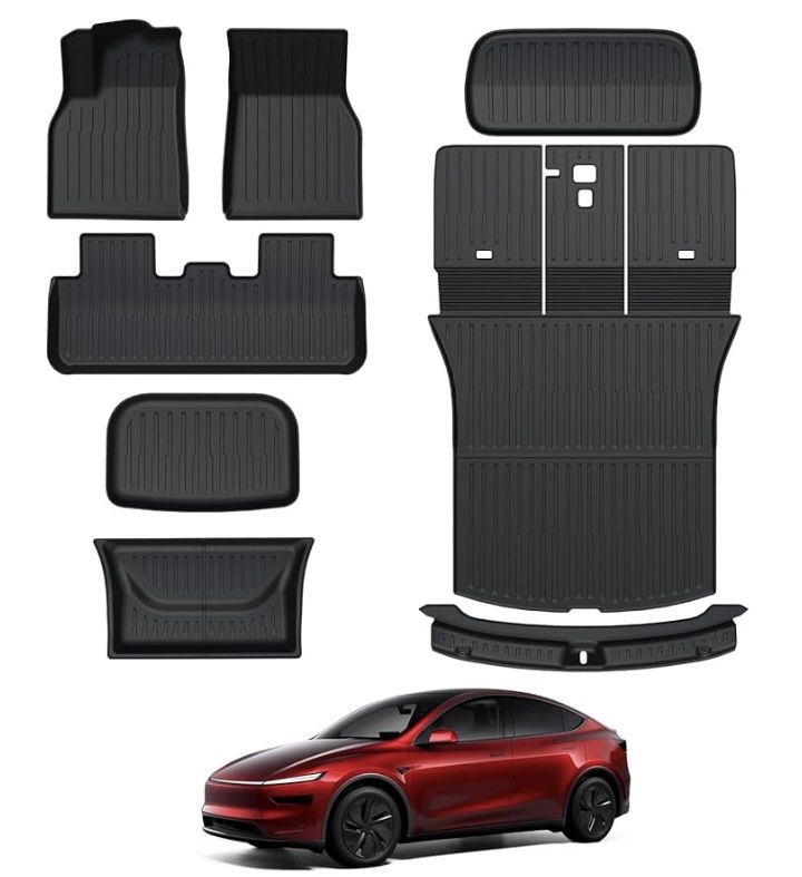 Floor Mats for 2025 2026 Tesla Model Y Juniper 8PCS All Weather Full Set Cargo