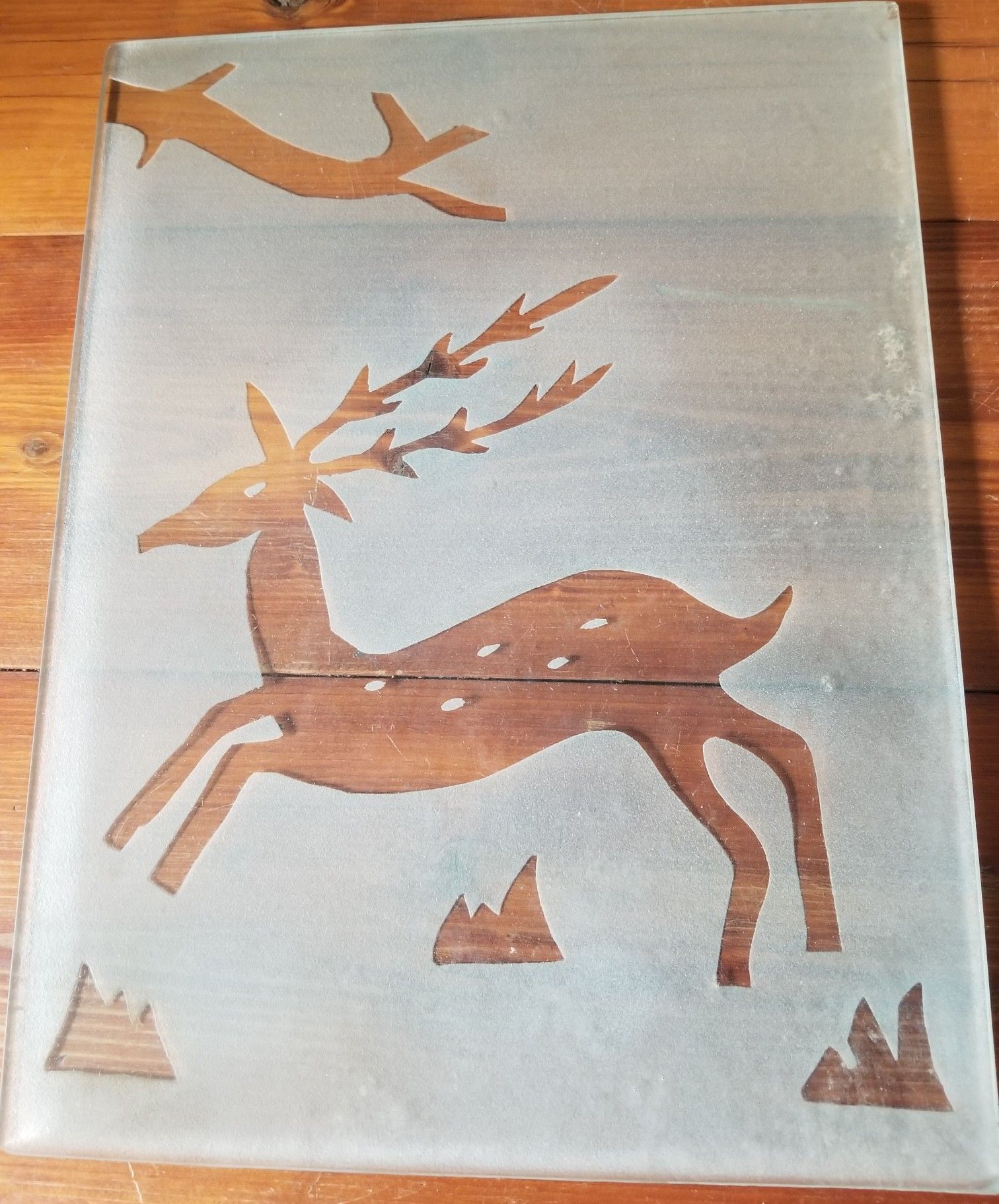 Reindeer deer frosted glass heavy duty nice