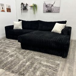 Black Sectional Couch Corduroy - Free Delivery 