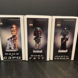 Star Wars Bobbleheads. 3 Limited Edition Exclusive Star Wars Fan Club 2002